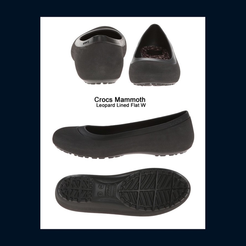 New Crocs mammoth leopard lined flats wide, Sz 8